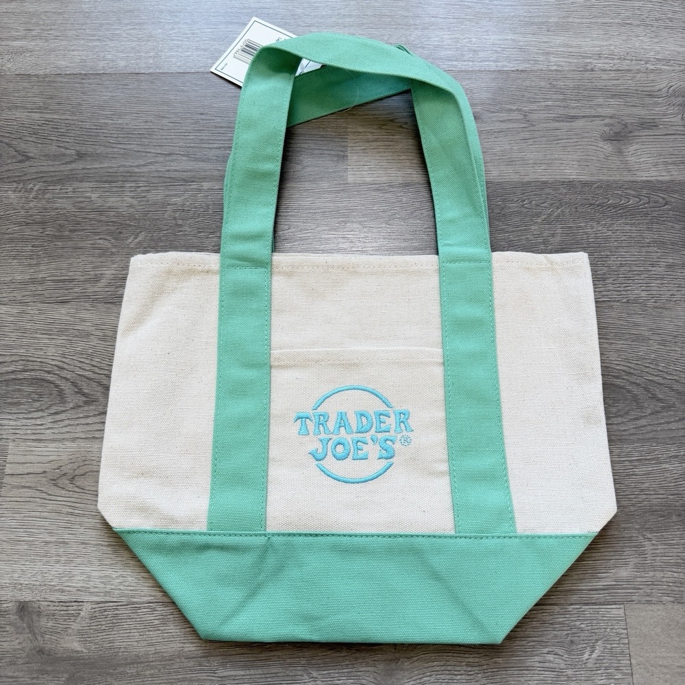Trader Joe's Pastel Canvas Mini Tote Bag Set - ALL 4 - Easter / Spring Edition - Picture 2 of 5